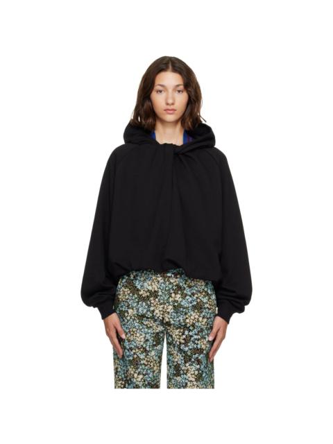 Dries Van Noten Black Draped Cotton Hoodie