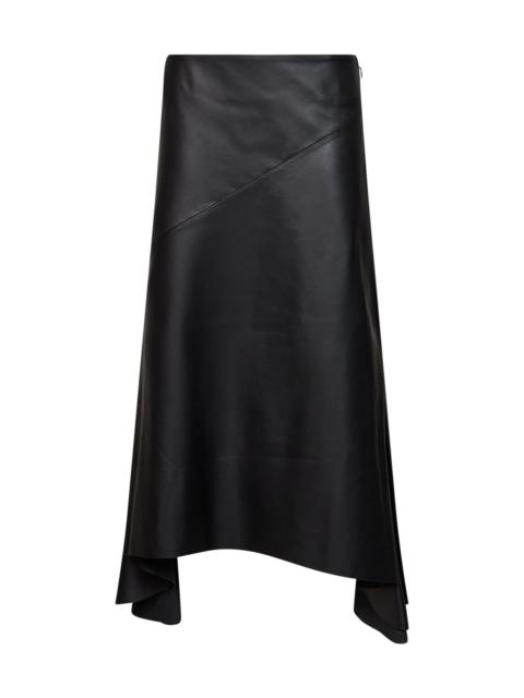 MUGLER Black nappa leather asymmetric skirt