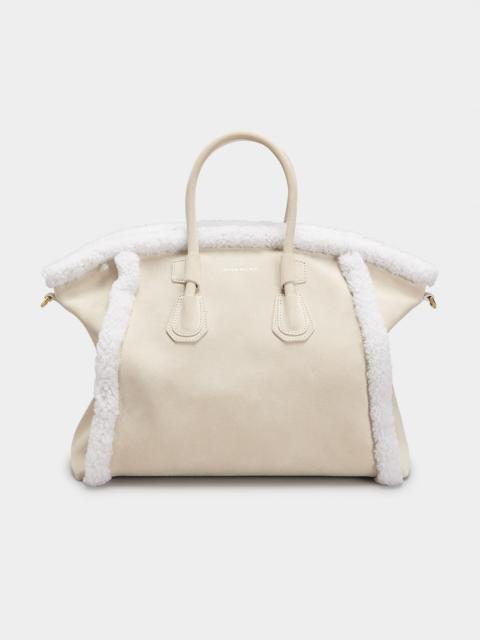 Givenchy Small Antigona Sport Shoulder Bag in Suede & Shearling