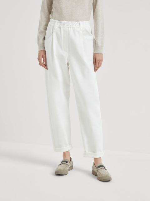 Stretch cotton couture interlock baggy trousers