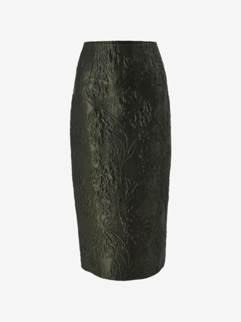 CAROLINA HERRERA floral-jacquard cloque midi skirt