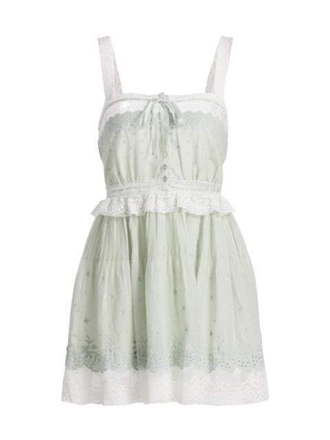 LoveShackFancy Women's Hadlee Eyelet Cotton A-Line Minidress - Eau De Nil