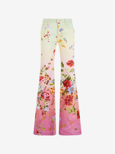 Roberto Cavalli Miami Flowers Print Flare Pants