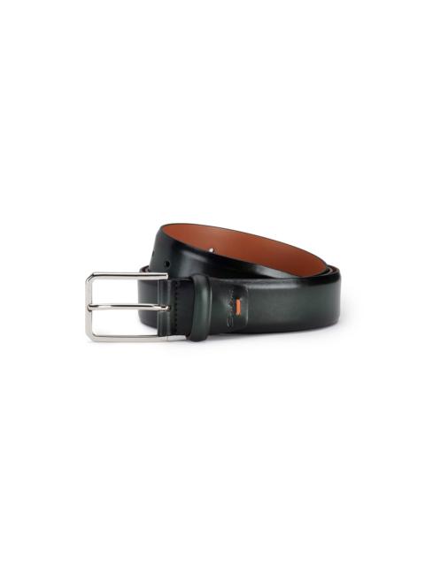 Santoni Green leather adjustable belt