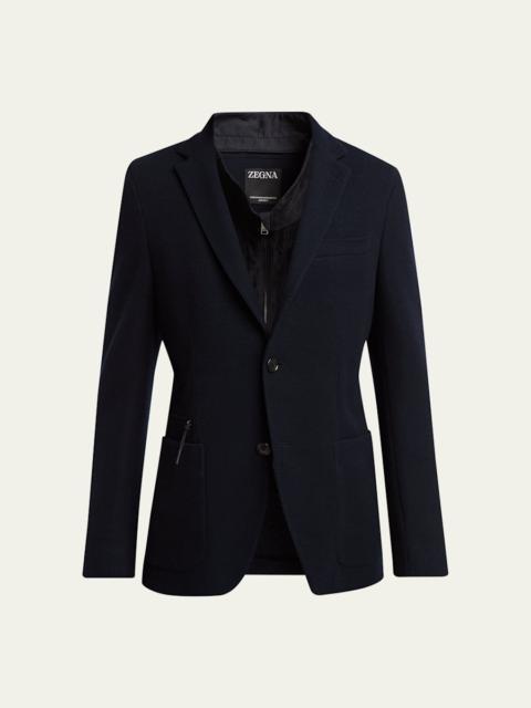 ZEGNA Men's High Performance Jersey Wool and Cotton Jacket