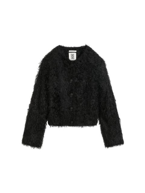 Stephania Cropped Vegan Fur Jacket black