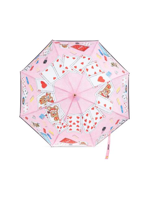 playing cards-print crook handle umbrella