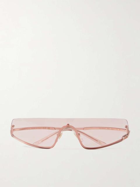 Rimless rectangle-frame rose gold-tone sunglasses