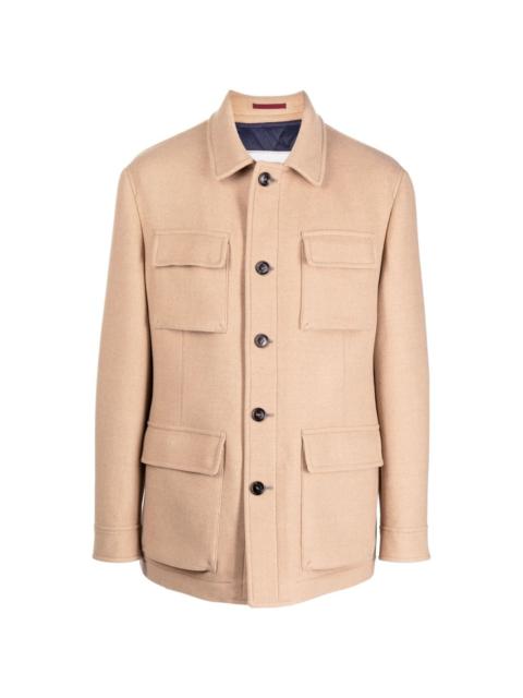patch-pocket wool shirt jacket
