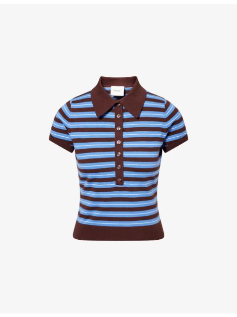Reformation Bentley Striped Cotton-Blend Polo-Top