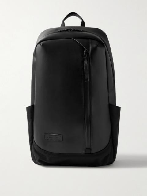 master-piece Slick Logo-Appliquéd Leather and CORDURA® Ballistic Nylon Backpack
