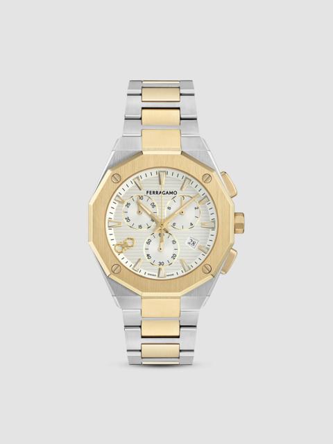 FERRAGAMO Men's Edge Chrono Two-Tone IP Yellow Gold & Stainless Steel Bracelet Watch/42MM - Two Tone