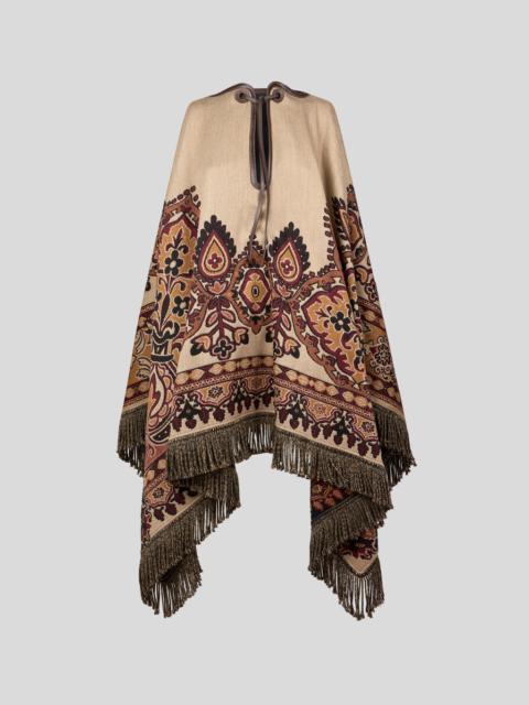 WOOL-BLEND JACQUARD CAPE WITH FLORAL PAISLEY MOTIF