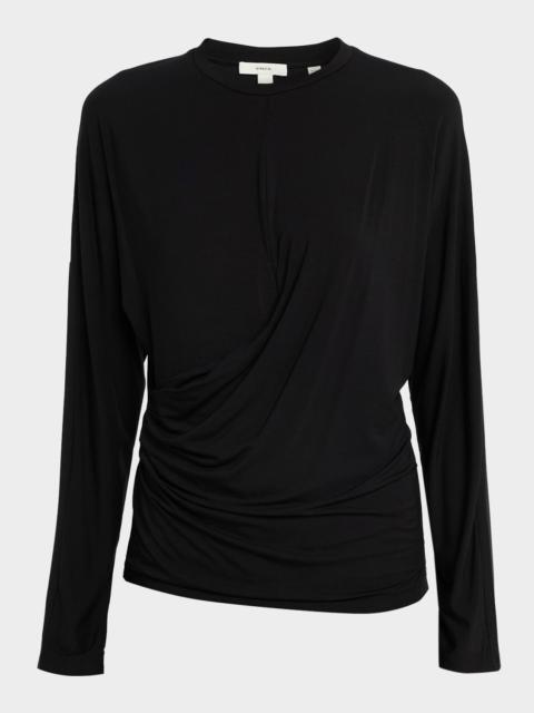 Vince Fixed-Drape Long-Sleeve Blouse