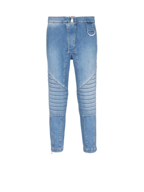 Ribbed cotton slim-fit jeans