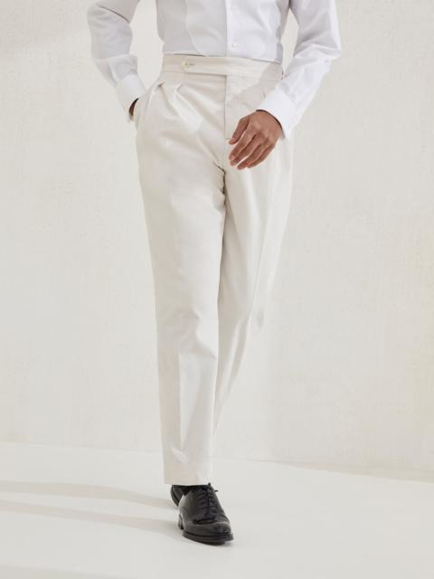 Brunello Cucinelli Sea Island cotton narrow wale corduroy tuxedo trousers with double pleats and waist tabs