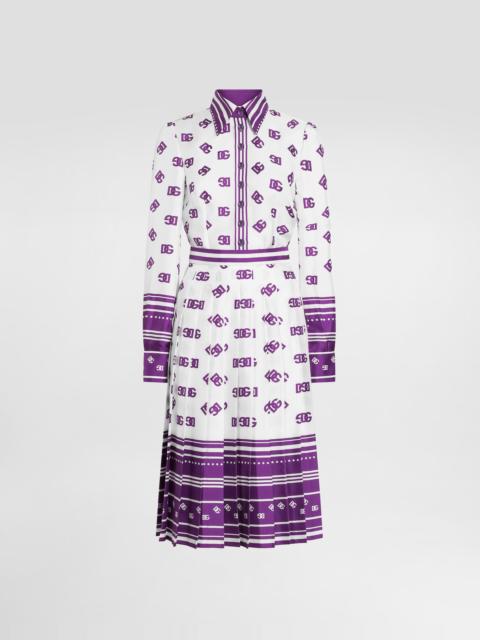 Dolce & Gabbana DG logo all-over print twill shirt dress