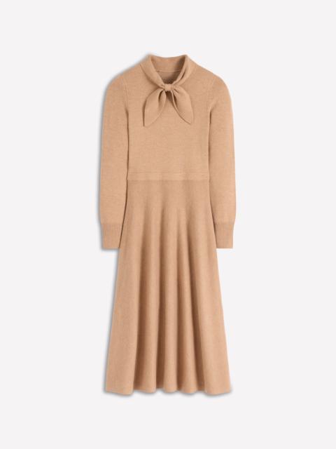 BODEN Knitted Bow Dress-Camel Melange