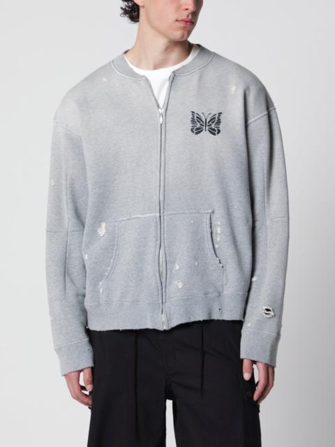NEEDLES Grey cotton "Deconstructed" zip-up sweatshirt