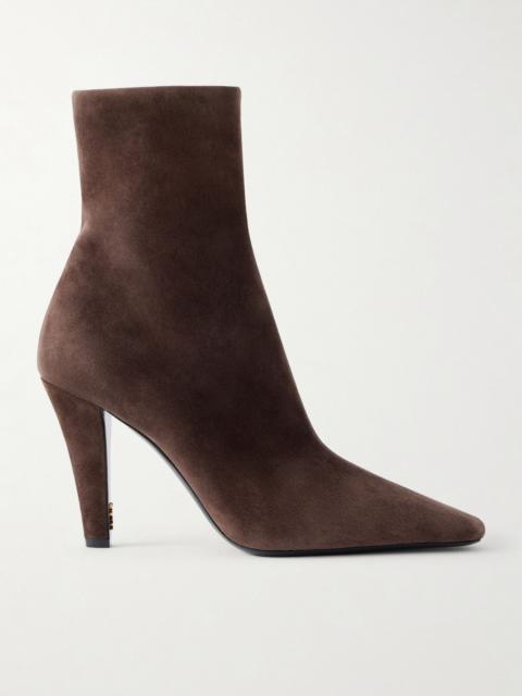 SAINT LAURENT Jill 95 suede ankle boots Brown