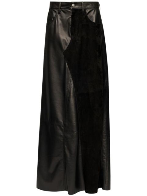 MM6 Maison Margiela 5-pockets panelled leather long skirt