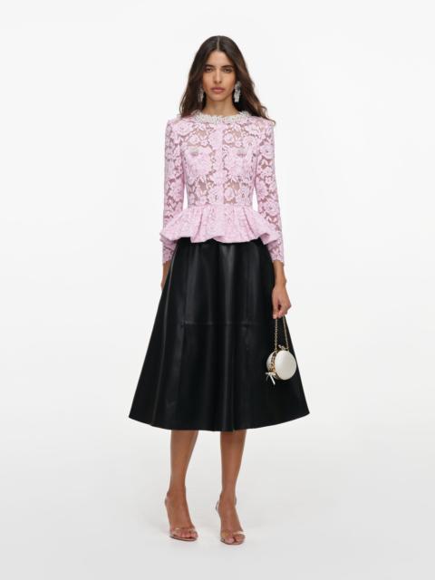 self-portrait Pink Lace Peplum Top