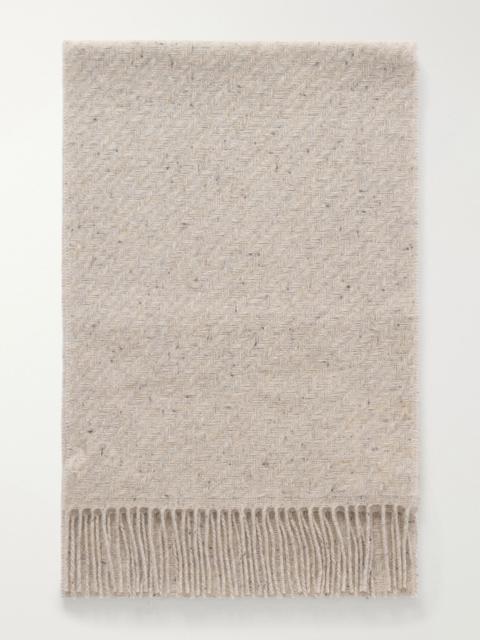 Johnstons of Elgin Fringed Cashmere Scarf Beige