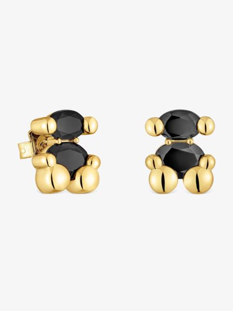TOUS 14 mm 18K gold vermeil with onyx bear motif Earrings Color Bear