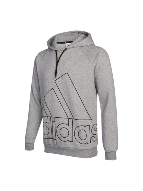 Men's adidas Big Lo Hd Fl Large Logo Printing Fleece Lined Sports Knit Gray HB5091