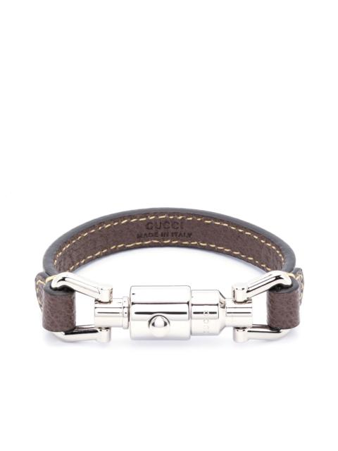 GUCCI silver-tone Piston leather bracelet