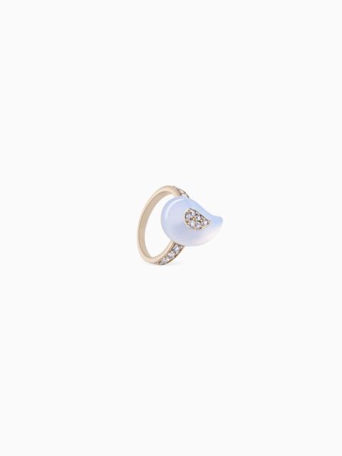 GIORGIO ARMANI JOSEPHINE RING IN 18K GOLD, CHALCEDONY AND DIAMONDS