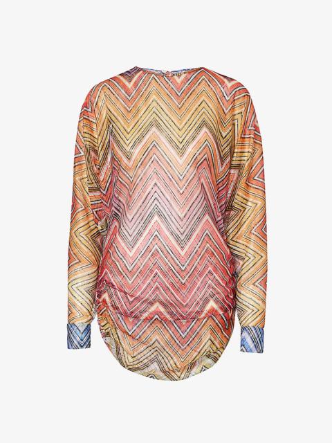 Chevron-pattern relaxed-fit cover-up