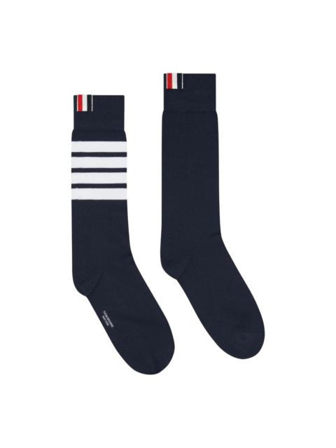 Thom Browne Mid Calf Socks With 4 Bar