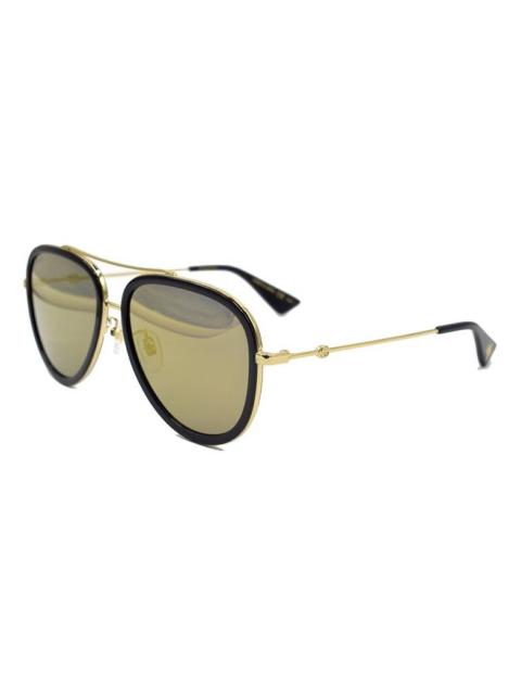 GUCCI Men's Gucci Metallic Side Small Bee Series Business Travel Version Lens Aviator Sunglasses Gold Colo