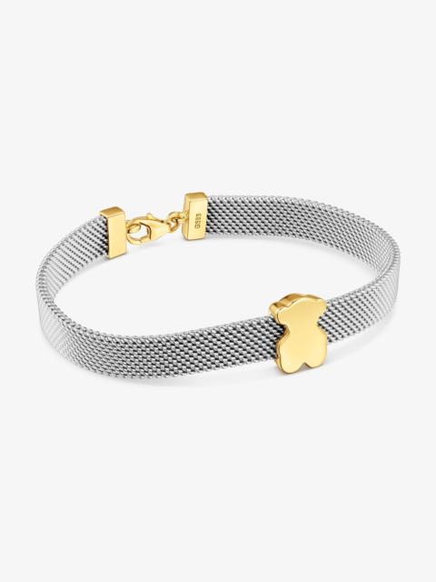 TOUS 14K solid gold and 12 mm steel Bracelet Icon Mesh