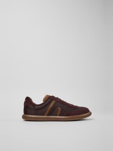 CAMPER Pelotas Soller Burgundy Leather and Recycled PET Sneakers for Women.