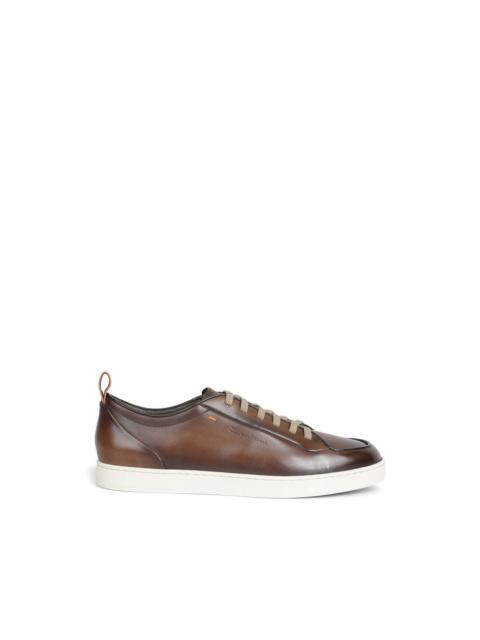 Santoni logo-debossed leather sneakers