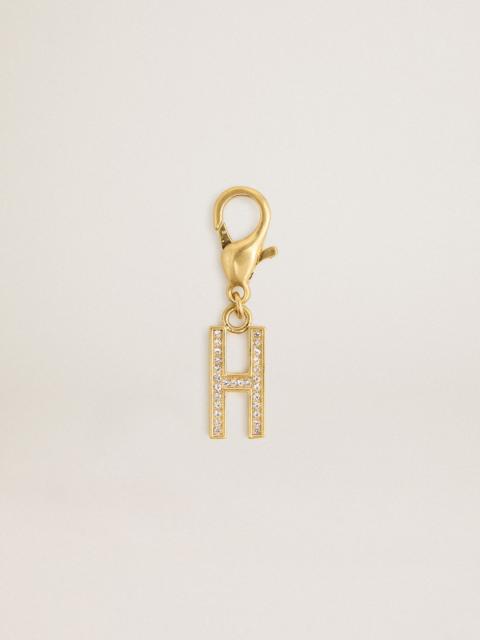 Golden Goose Letter H charm in gold-colored brass with crystals