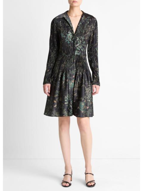 Vince Grape Vine Crushed Satin Shirt Dress