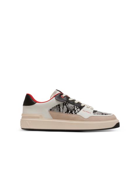 Balmain B-Court Flip snakeskin-effect leather and suede trainers