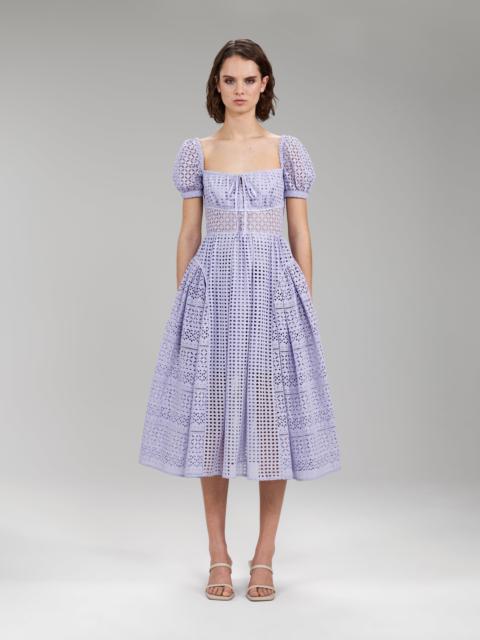 Lilac Cotton Broderie Anglaise Midi Dress