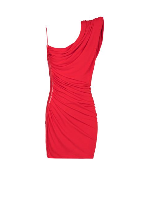 Draped asymmetrical rhinestone dress