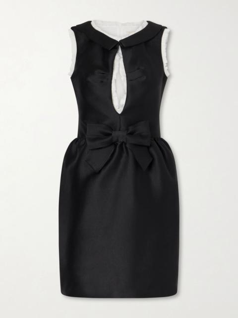 SHUSHU/TONG Bow-detailed silk-trimmed crepe mini dress Black