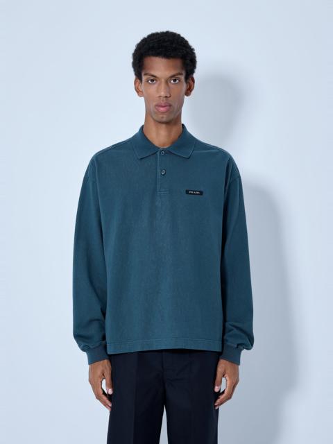 Prada Piqué Long Sleeve Polo Shirt