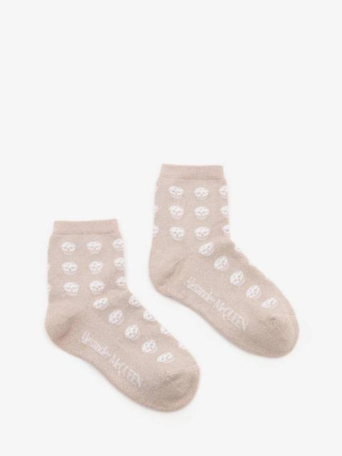 Alexander McQueen Short Skull Socks in Rose
