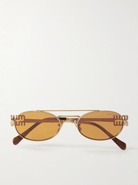 Miu Miu Oval-frame gold-tone sunglasses Gold