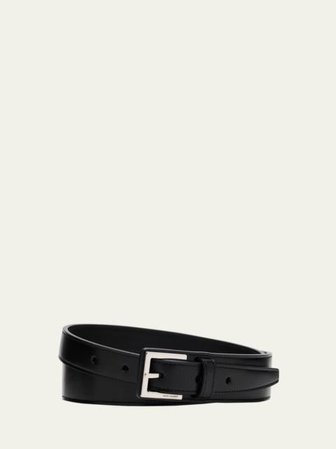SAINT LAURENT Men's Ceinture Leather Belt, 20mm