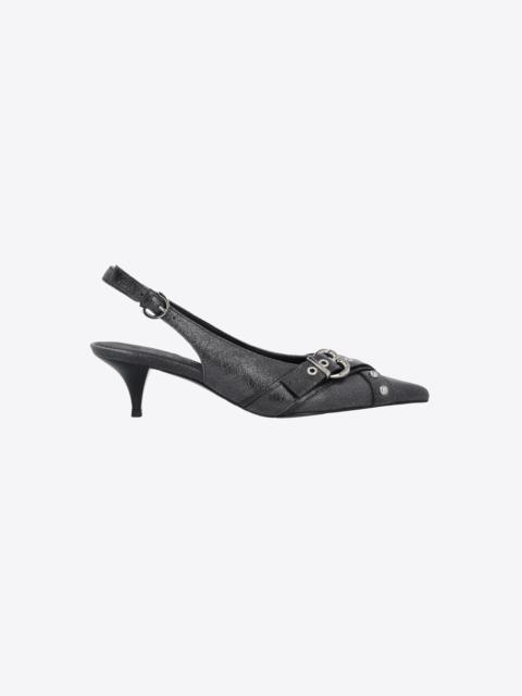 HEELED LEATHER SLINGBACKS WITH BUCKLE