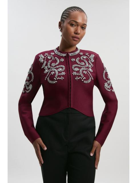 KAREN MILLEN Plus Size Figure Form Bandage Embellished Knit Jacket