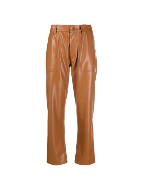 faux-leather straight-leg trousers